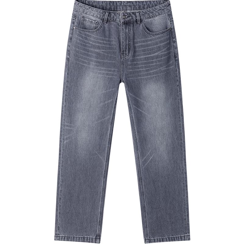 

NVG.YOUNG Men s Sailboat Motif Grey Cotton Straight-Leg Jeans 36