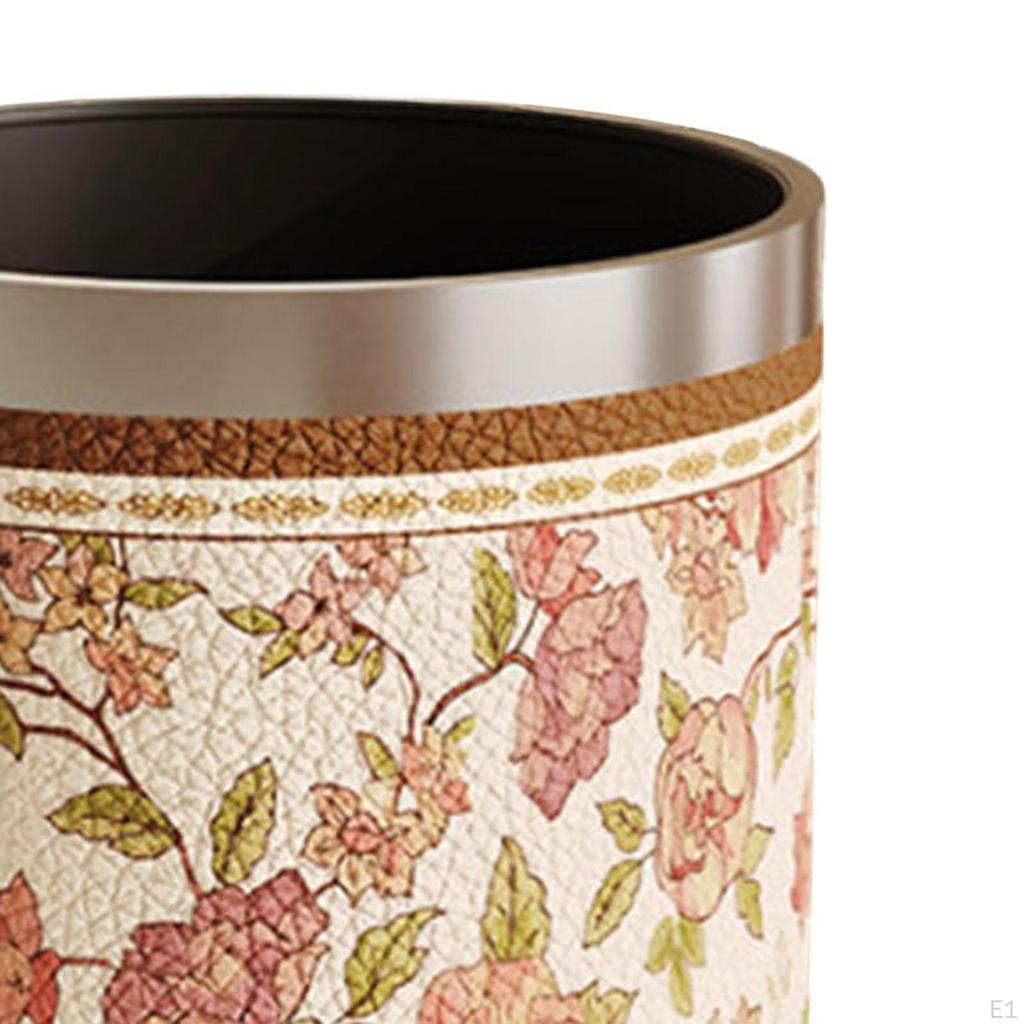 American Style PU Leather Wastebasket for Dorm and Bathroom