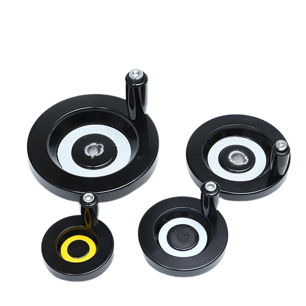 Schwarzes Aluminium Handrad Rückseitig geriffelt Fräsmaschine Drehmaschine 3D-Drucker Speichenhandrad 10x80mm 12x100mm 16x160mm