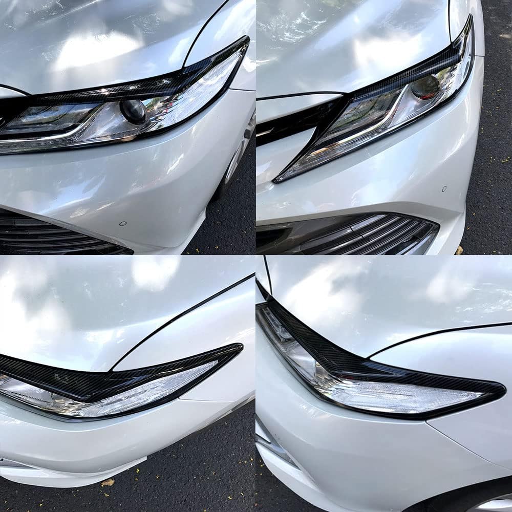 Carbon Fiber Headlight Eyebrow Eyelid Cover Trim Decoration Sticker For Toyota Camry 2024      2018 Accessories