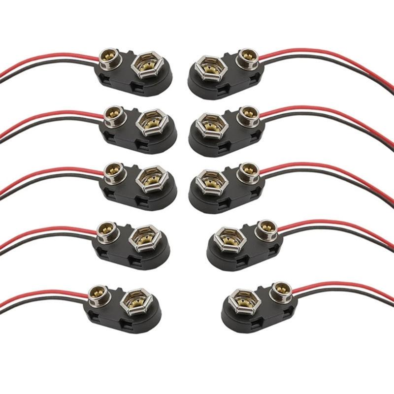 10 Pcs 9V Battery Button 9V Battery Clip Connector I-Type Plastic Housing