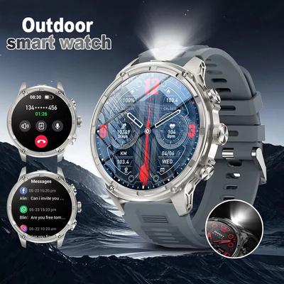 Inteligentní hodinky SACOSDING Military Grade 710mAh s velkou baterií pro muže 1,85 palcová svítilna pro sportovní režimy Bluetooth Call Health Monitoring Smartwatch