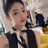 Women's Scarf Black and White Classic Versatile Thin Scarf Small Horse Head Gentle Elegant Graceful Internet Celebrity 70cm Small Square Towel
