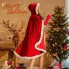 Élégant Capuche Rouge Noël Halloween Mariage Mariées Demoiselle d'honneur Cape Spectacle Bal Costume Cosplay Manteau