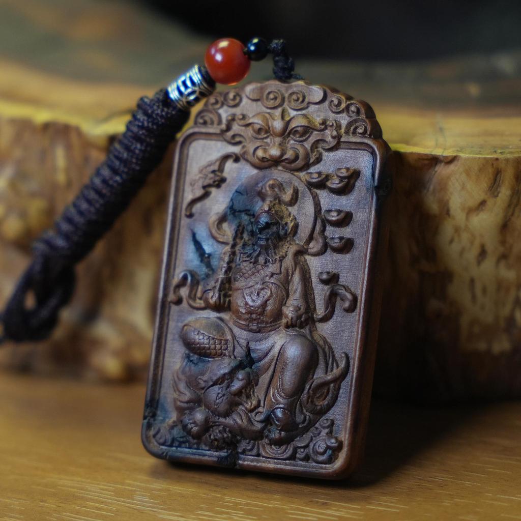 Thunderstruck Jujube Wood Zhao Gongming Tiger Head God of Wealth Amulet Pendant