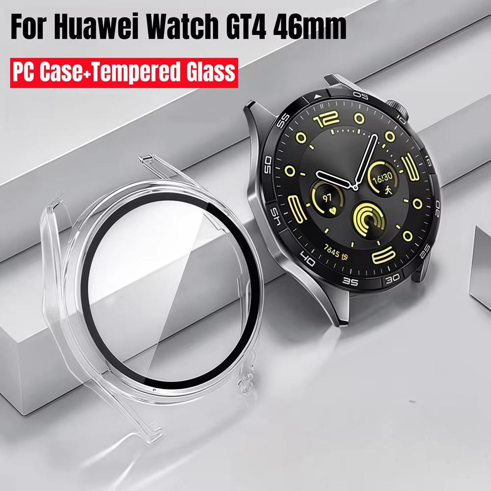Tempered Glass+PC Case For Huawei Watch GT4 46MM accessories All-around Screen Protector Hard Bumper Cover for huawei gt 4 46 mm