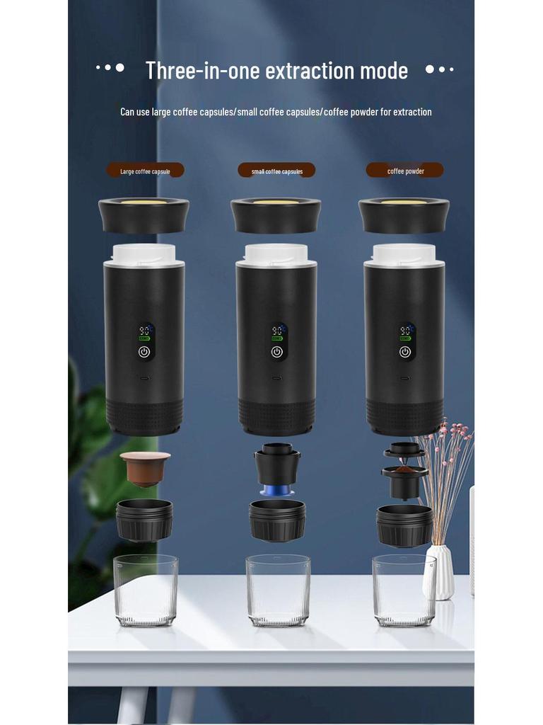 Meiyishi Tragbare Espresso-Kapsel-Kaffeemaschine - 3-in-1 Outdoor Beheiztes Ladegerät