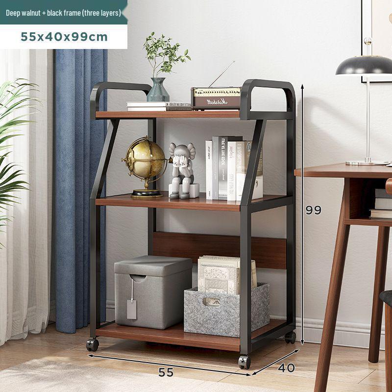 Multi-Layer Floor-Standing Adjustable Storage Rack with Trash Can Holder for Kitchen Use