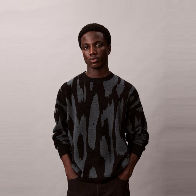 Calvin Klein American Trendy Art Style Loose Knit Sweater Men Sweater 4RD310G