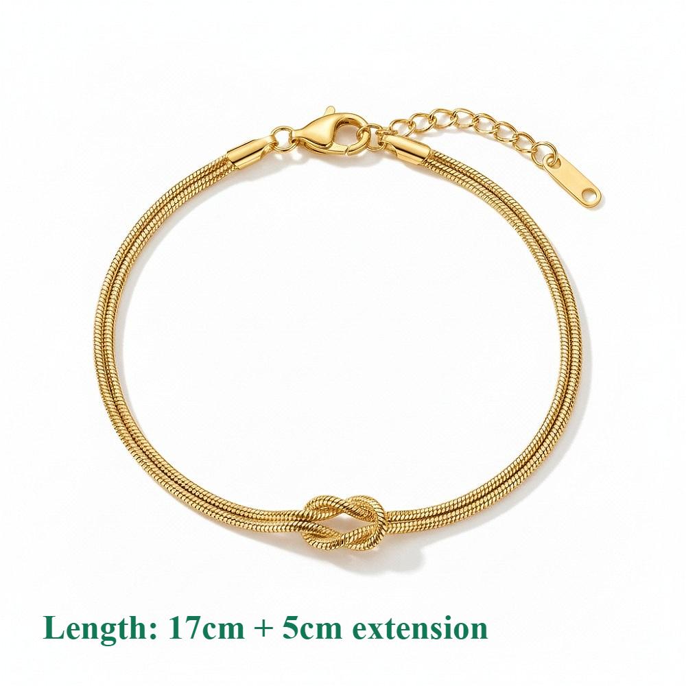 Infinity Love Knot Stainless Steel Bracelets Snake Chain Elegant Friendship Couples Bangles For Women Bridesmaid Jewelry Gifts