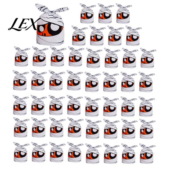 Transparent Cookie Bags with Drawstrings 48 Pcs Halloween Candy Bags, Kids Trick or Treat Goodie Cute Rabbit Convenient Drawstring for Sweets