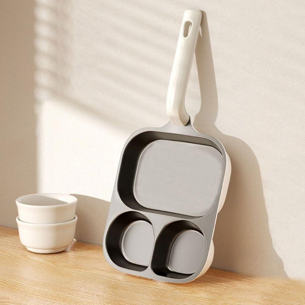 Ergonomic Handle Titanium Omelette Pan 3/4 Grid Pancake Pan Universal Breakfast Frying Pan  Burger