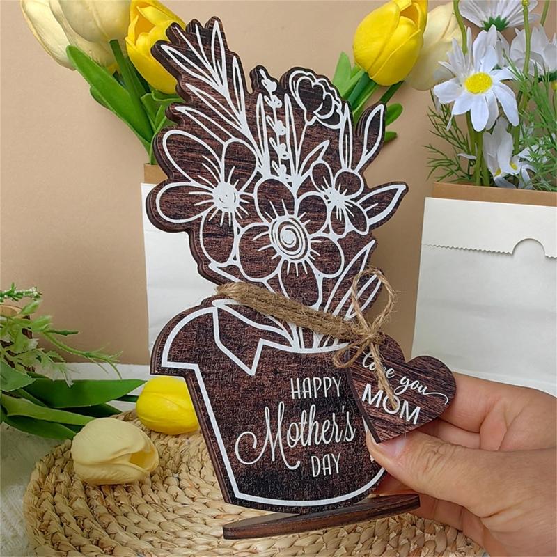 Graviertes Holz Geschenk Muttertag Holzbasteln Tisch Holz Blume Bedeutungsvolles Geschenk für Jubiläen, Geburtstage, Weihnachten
