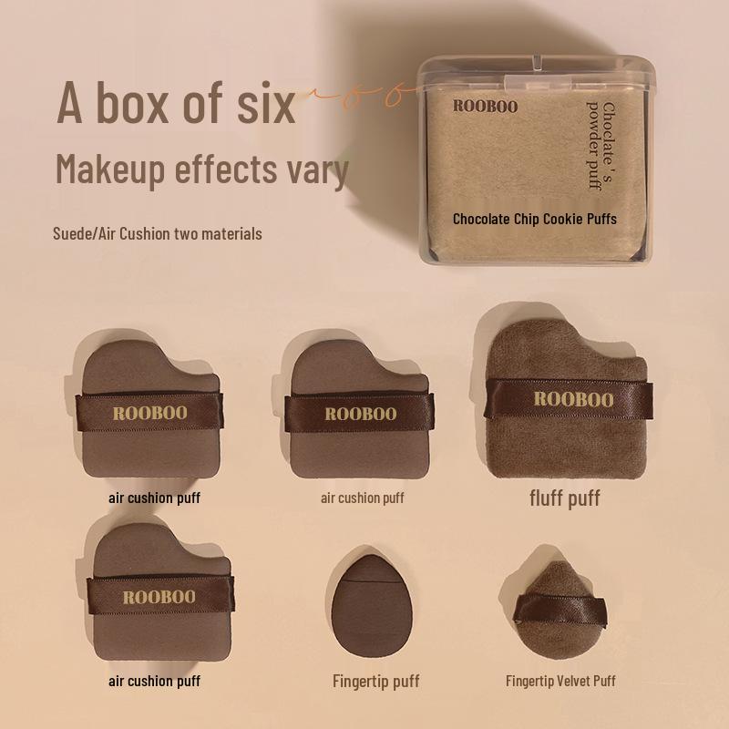 

ROOBOO Chocolate Powder Puff Set, Non-Absorbent Flocked Makeup Puffs for Dry & Wet Use