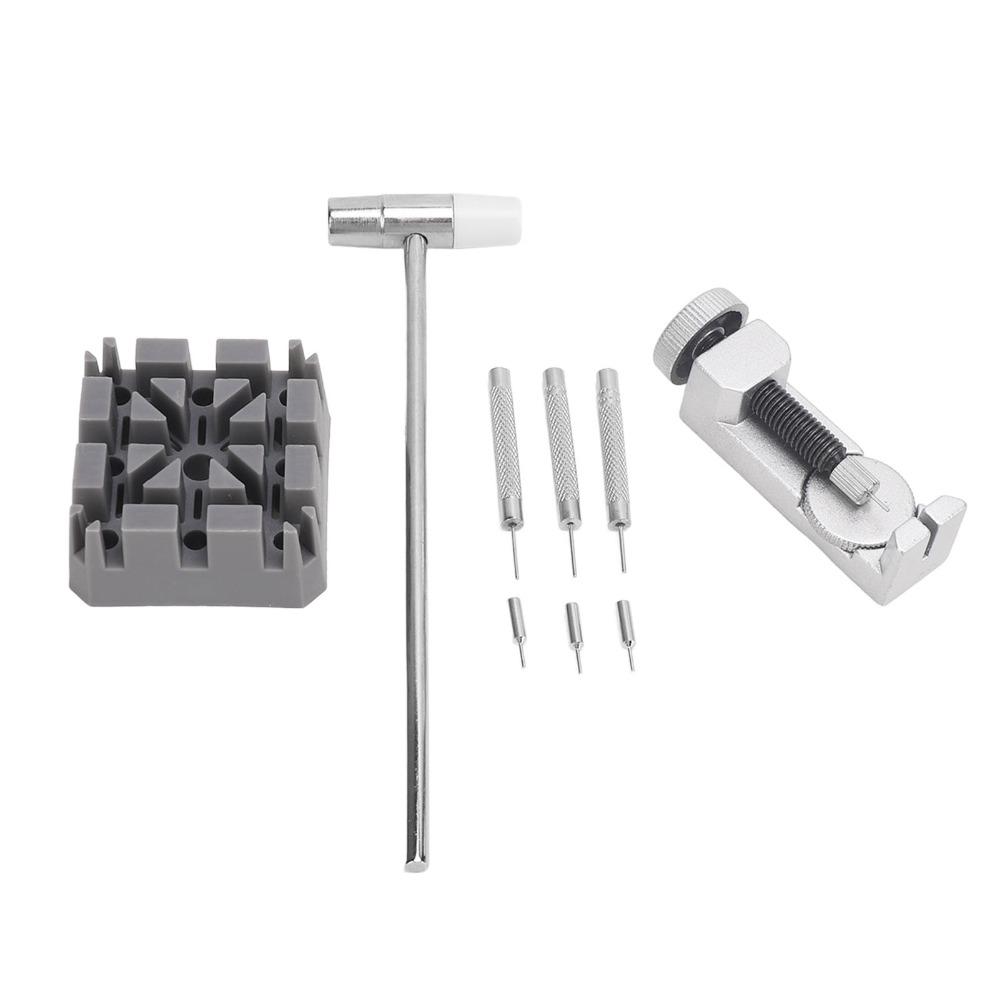9Pcs Silver Watch Movement Holder Stand Mini Hammer & Punch Pin Set  Watch Link Pin Removal
