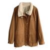 Frauen Herbst Winter Stehkragen Langarm Denim Pelzigen Kausalen Chic Jacke Lose Zipper Jacke