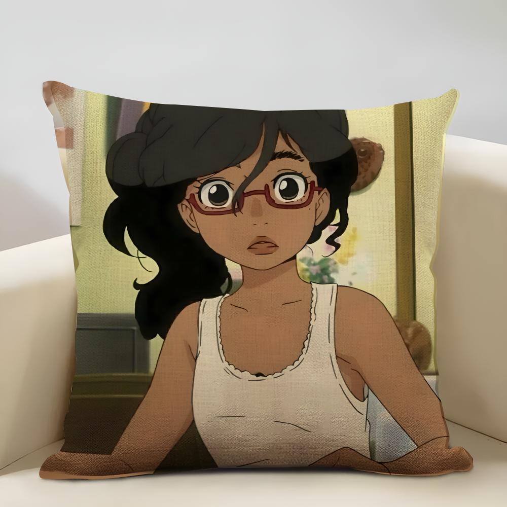 American-style Girls' Anime Cushion Cover Household Decoration Linen Sofa Cushion Cover: Skin-Friendly & Breathable With Invisib