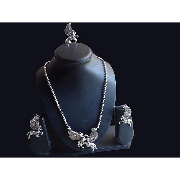 

Окисленное модное посеребренное ожерелье из немецкого серебра