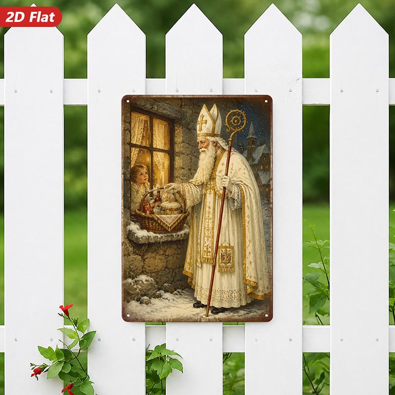 2D Flat Metal Sign Saint Nicholas 20cm x 30cm