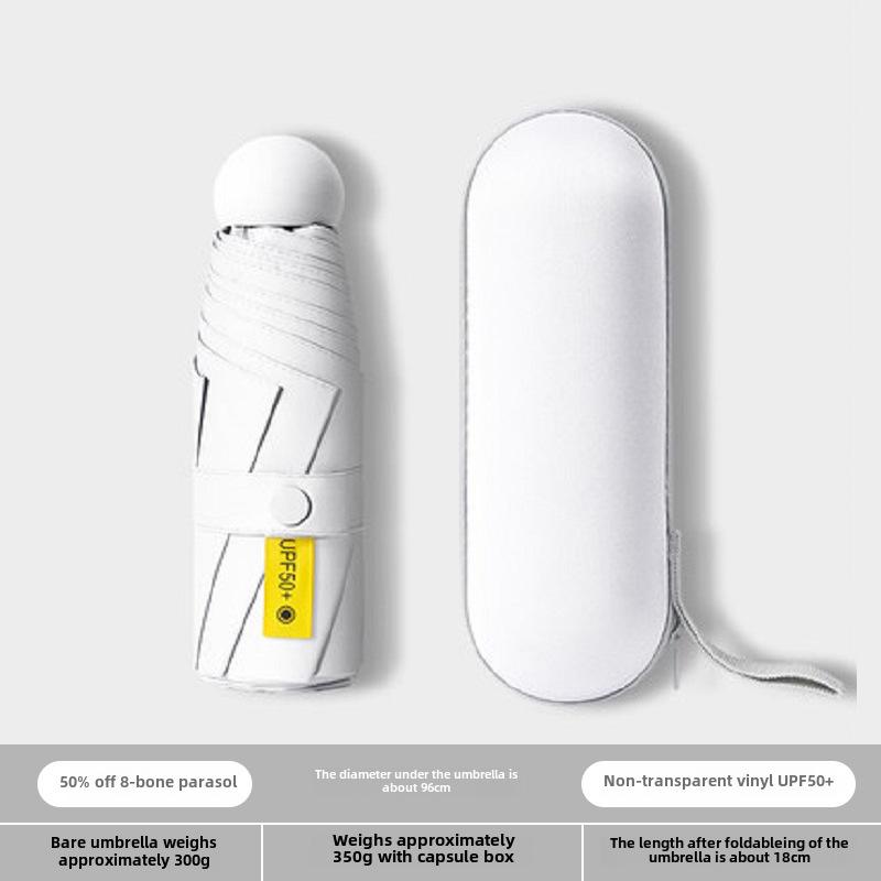 Compact Dual-Use Capsule Umbrella: Portable, Foldable, Lightweight, Sun & Rain Protection