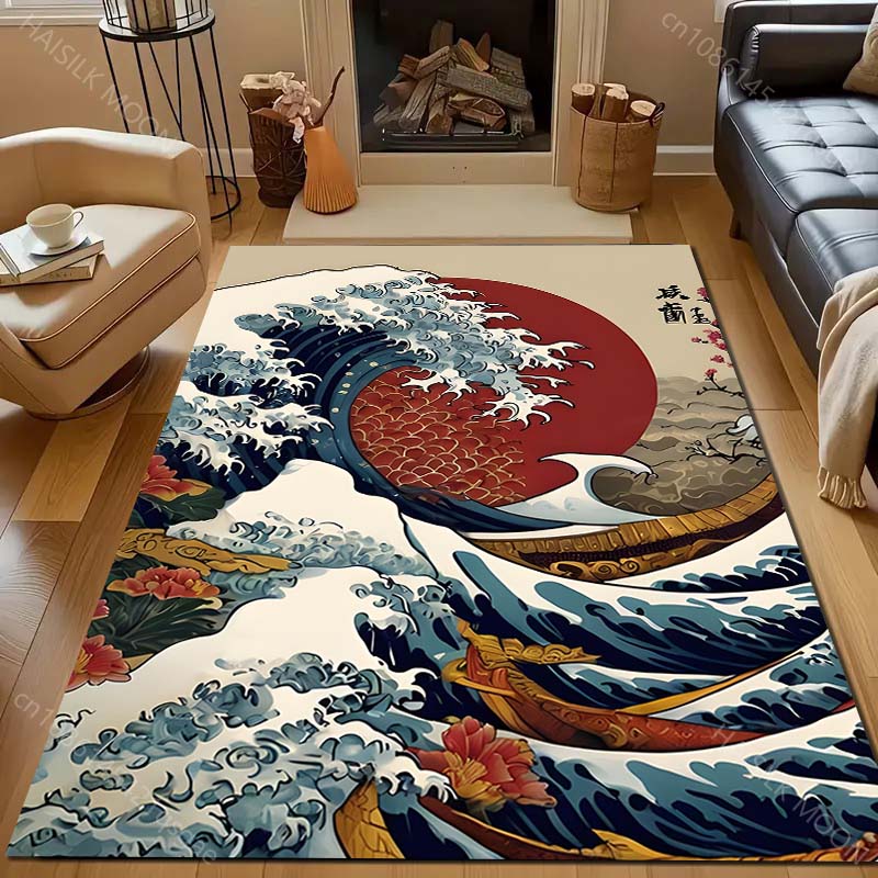 Kanagawa Waves, Japan Pattern Carpet for Bedroom Living Room Bedside Sofa Floor Mat Modern Home Decor Area Rug Fast Shipping