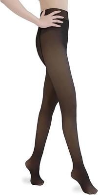 Fabrich Faux Cold Weather Compression Thick 1200 220g Women's Fleece-Lined Tights, Sheer, Stocking-Like, Tights, Denier, Winter, Black,