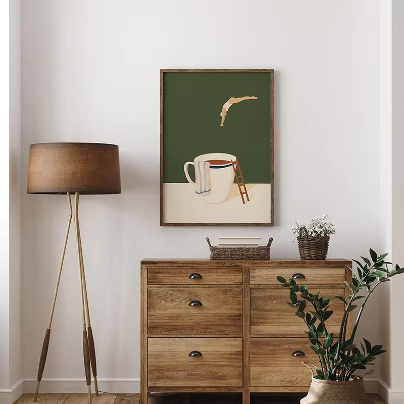 Funny Coffee Diver Art Poster New Wave Kitchen Tea Bar Wall Art Decoration Coffee Shop Wall Decor Home Office Decor Perfect Gift