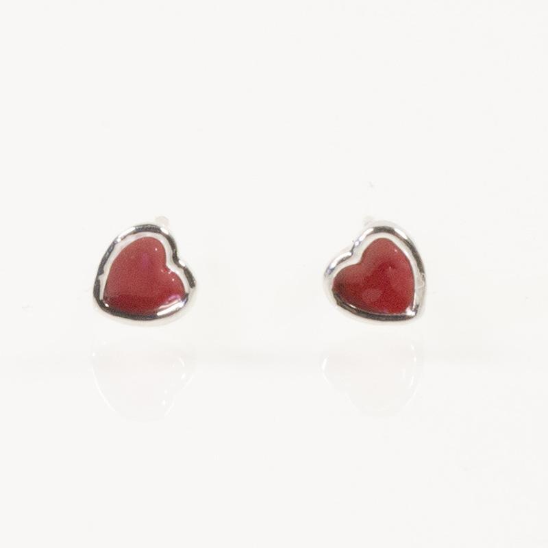 S925 Silver Needle Red Love Stud Earrings New Women s ins Style Niche Design Red Peach Heart Earrings Earrings серебряный