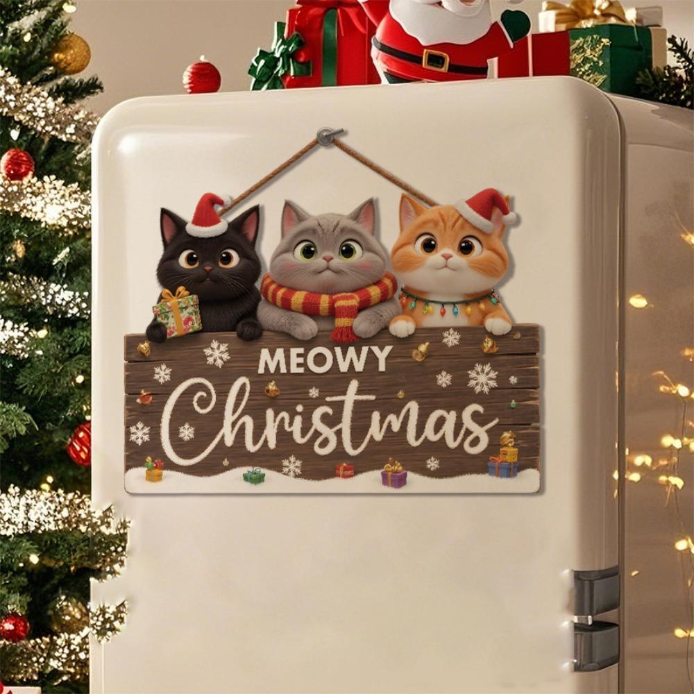 Cute Christmas Hanging Ornament Wooden Wall Decor Trendy Cat Pendant  for Door Bedroom