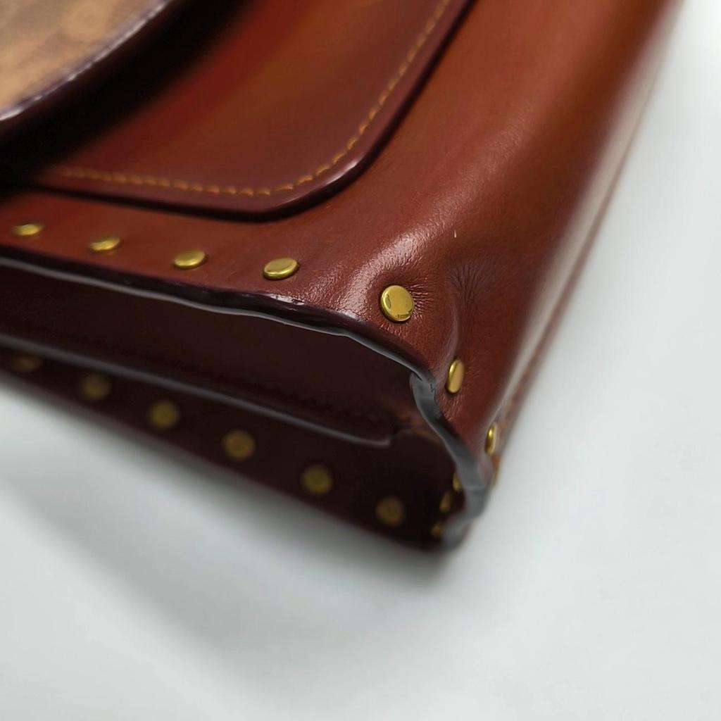[Gebraucht] Parker 18 Nieten Kamelienblüten-Ketten-Klappe Schultertasche Beschichtetes Canvas und Kalbsleder Crossbody-Tasche Klein - Sehr Gut #MIBDDK