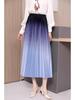 Women's Gradient Pleated Midi Skirt: Classic A-Line Slimming Design for Spring & Summer
