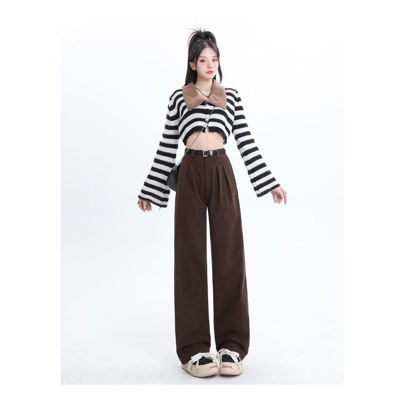 

Костюмные брюки для женщин на весну, осень и зиму. Свободные повседневные брюки до пола с высокой талией. Широкие брюки из синели. XL