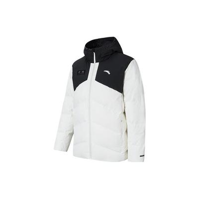 Anta Série Entraînement Veste en Duvet à Capuche Zippée Logo Color Block Vêtement d'Extérieur Unisexe Ivoire 952347915-4