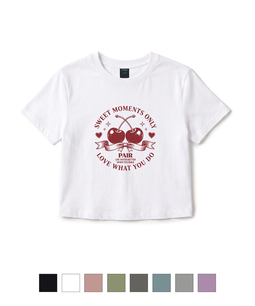 WILDROCK Cherry Pair Pigment Oversized Short Sleeve T-Shirt (Includes Cropped) (Type B)