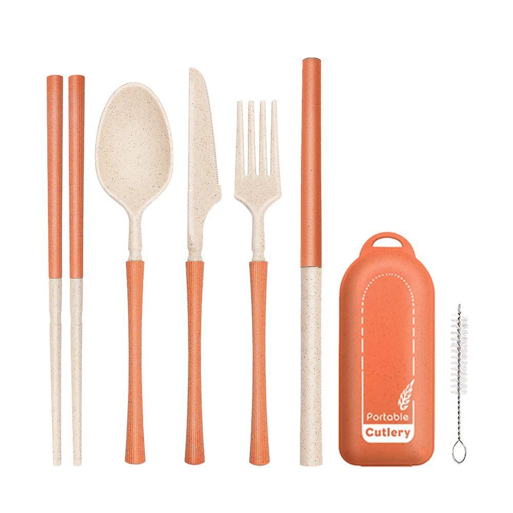 Camping Outdoor Tableware Knives Fork Spoon Chopsticks Straw Set Cutlery Set Dinnerware Set