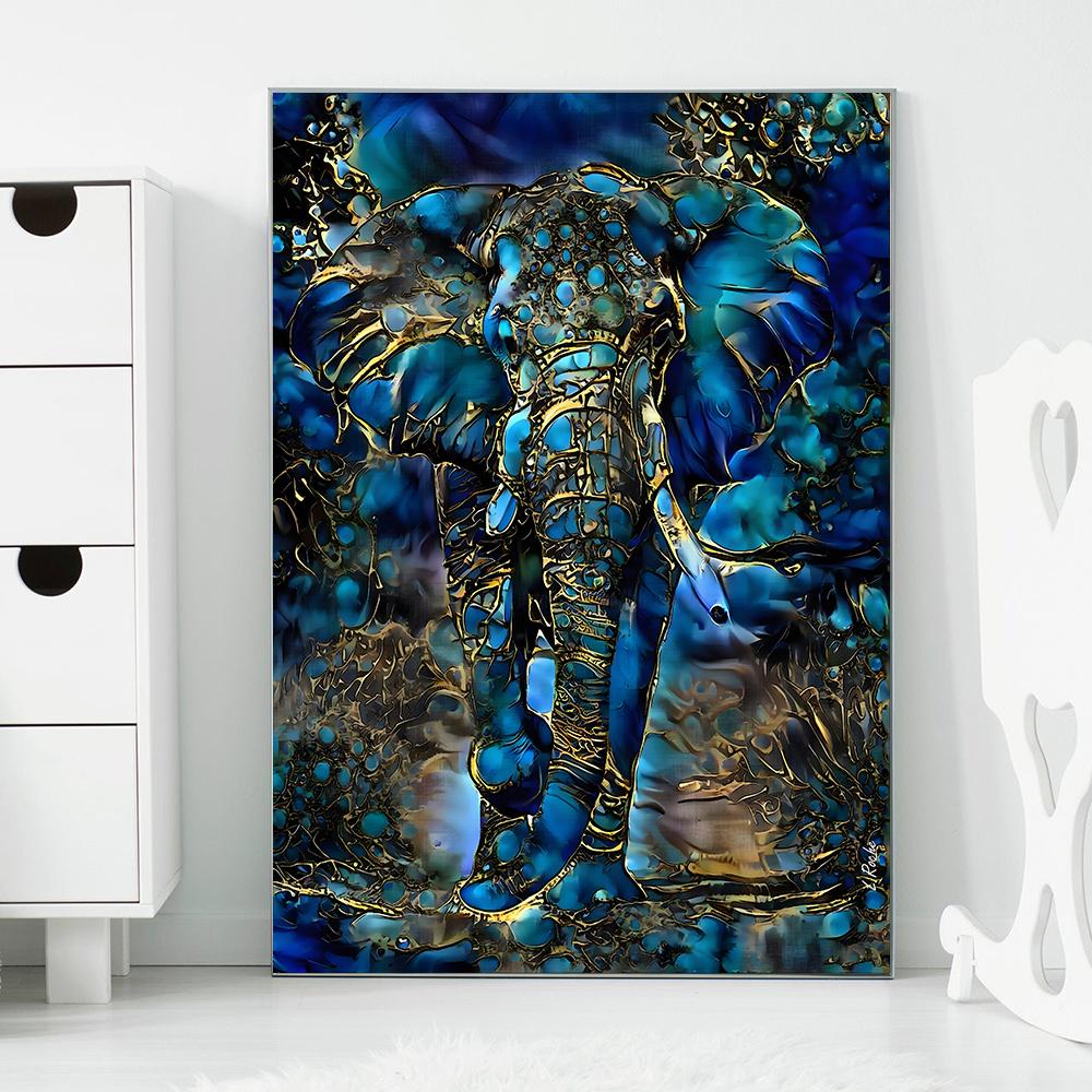 

Абстрактная картина на холсте со слоном и львом, настенная живопись, тигр, леопард, постеры и принты с животными для гостиной, украшения дома, Куадрос 60x90cm No Framed