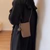 Women Crossbody Mobile Phone Bag Street With Literary Mini Artistic Small Round Ball Pendant Super  Soft Leather Cute