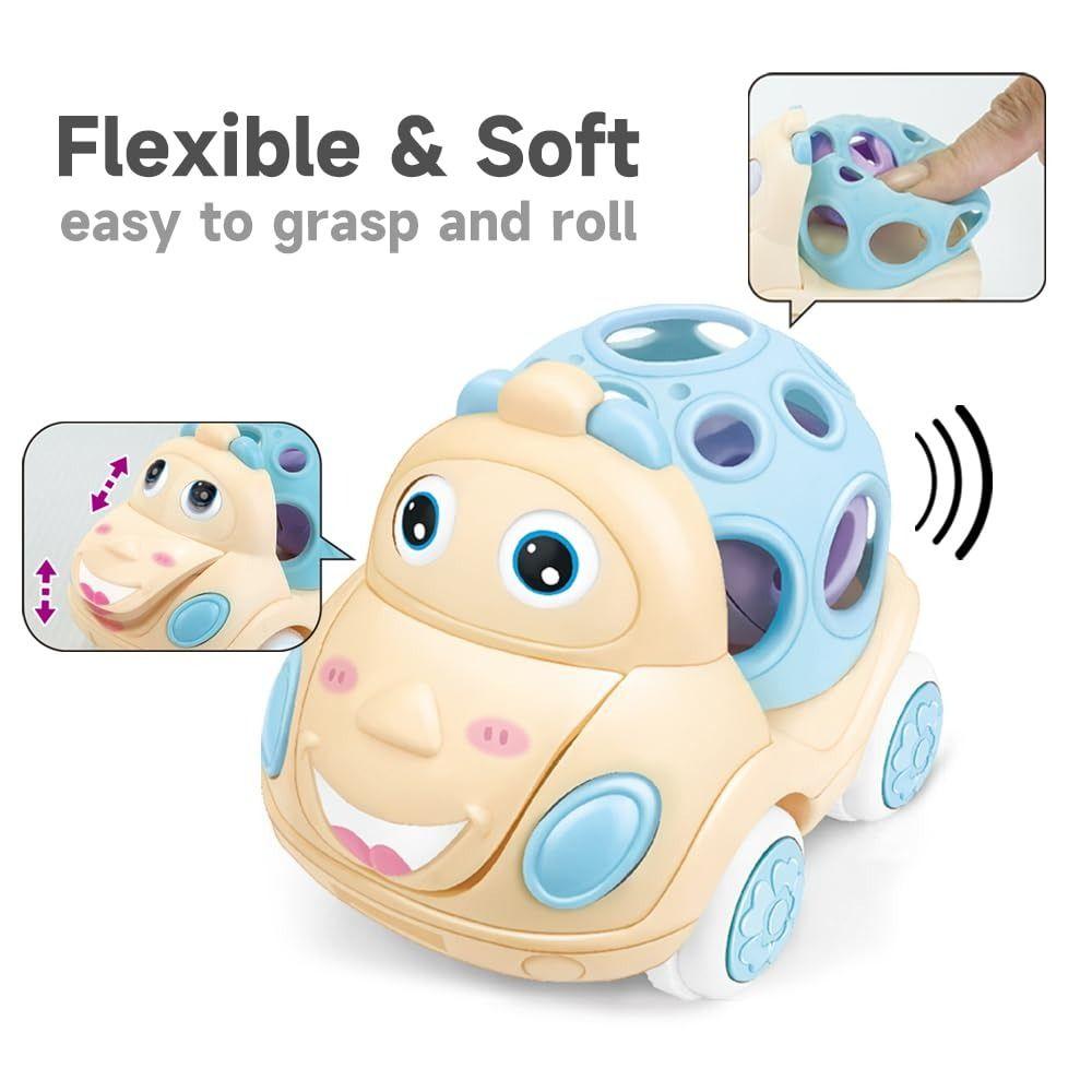 Friction Powered Inertia Pull Back Car Press and Go Rattle Roll Cars  for 1-3 Years Old