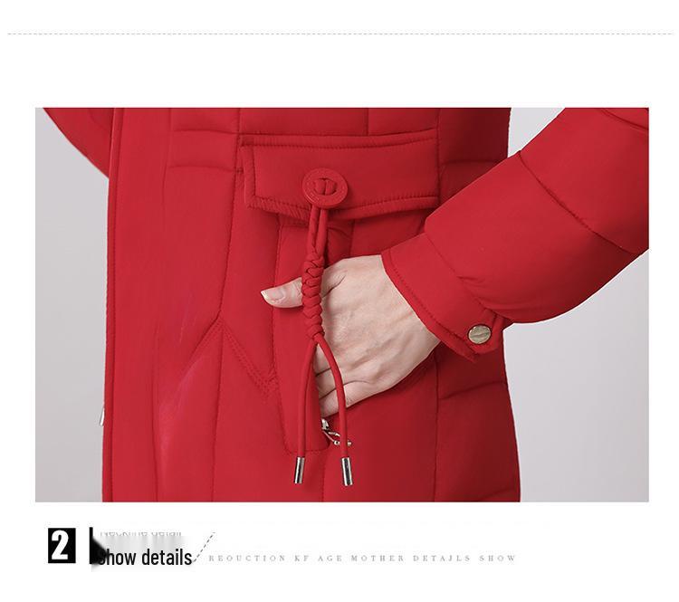 Women's Over-the-Knee Long Down Coat with Fur Collar - Winter 2025 Korean Style Cotton-Padded Jacket