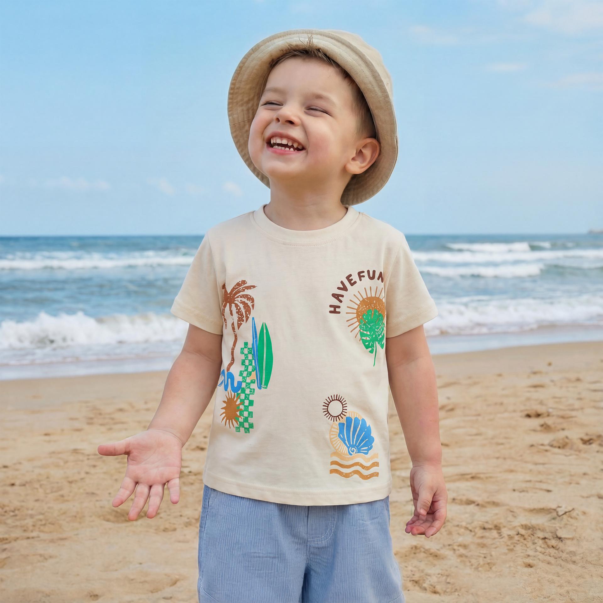 European and American Cartoon Printed Boys Short-Sleeved T-shirt