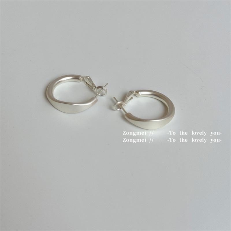 925 Sterling Silver Gold Matte Circle Hoop Earrings for Women - Minimalist Round Metal Design