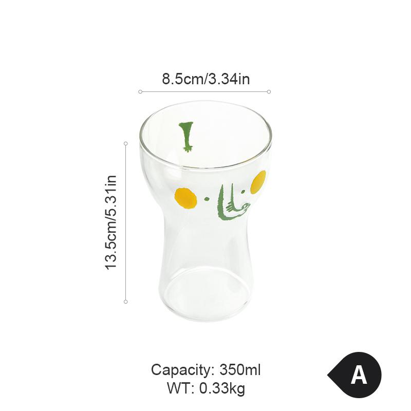 350ml Cartoon Animal Transparent Glass Cup Pudding Ice Cream Yogurt Milk Coffee Cup Juice Dessert Drinking Goblet Water Bottle