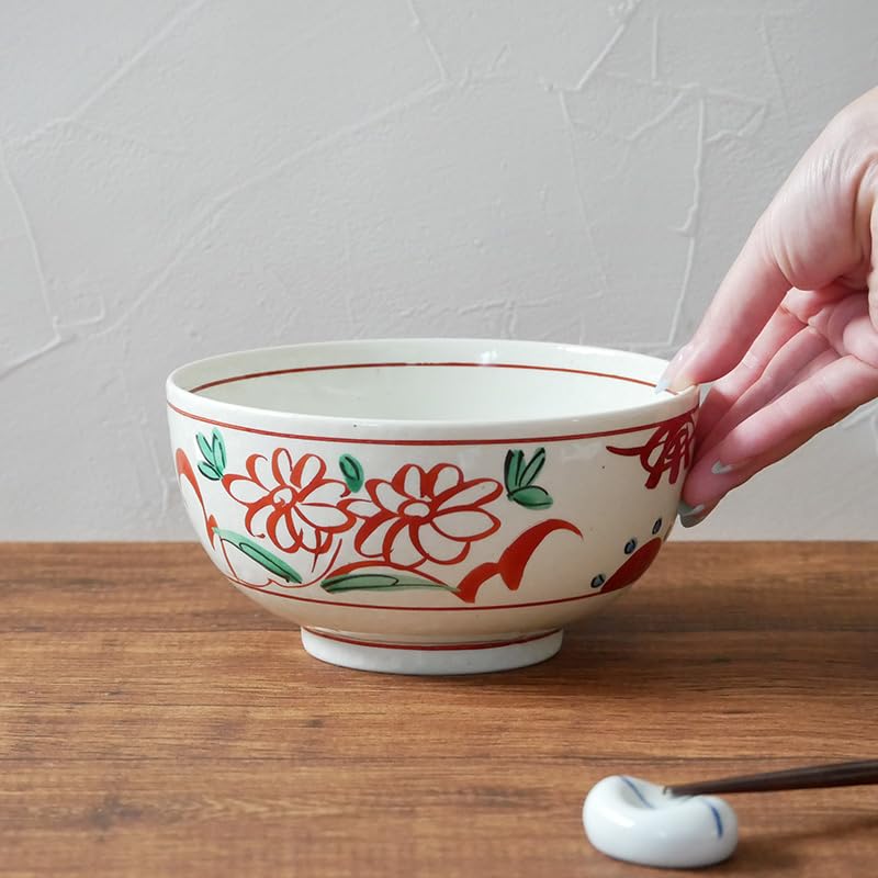 EAST Table (East Table) Okonomi Donburi, Hand-painted Red Painting, Large [16cm], Japanese Tableware 16-025, Made In Japan, Microwave Safe