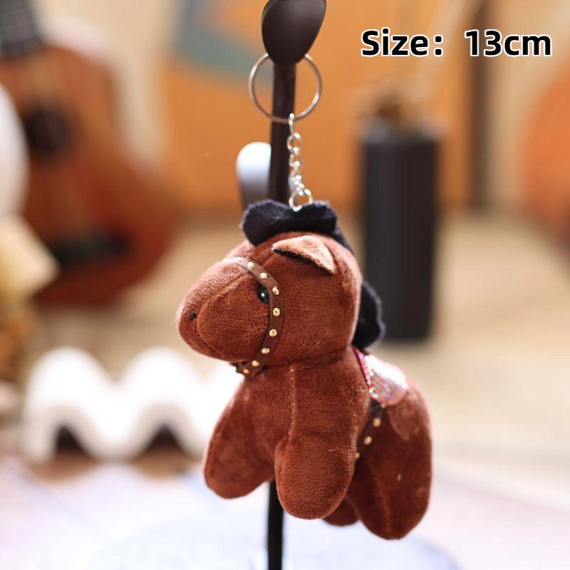 2026 Chinese New Year Mascot Horse Keychain Cartoon Simulation Pony Plush Doll Pendant Cute Bag Hanging Ornament Couple Gifts