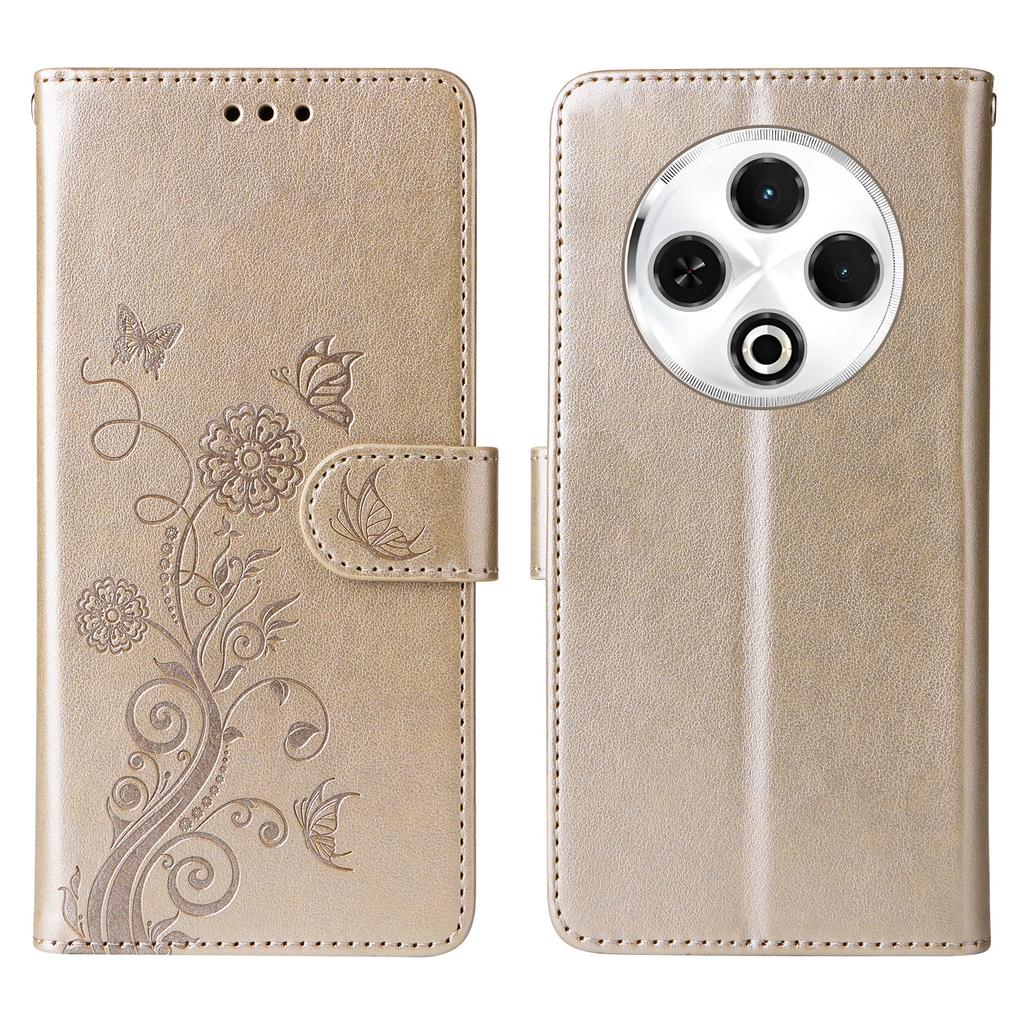 For TECNO Spark 30 4G Leather Case Butterfly Floral Imprint Wallet Stand Cover