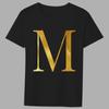 Fashion T-shirt Black Men's 26 English Letters Gold Printing Pattern Series Casual Round Neck Commuter Comfortable Top T-Shirts Men’s