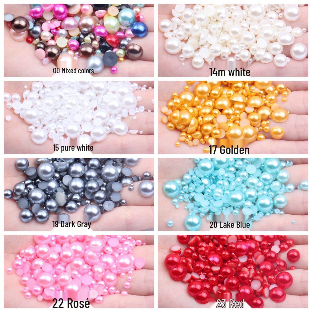 Colorful Flat-Bottomed Semi-Round ABS Imitation Pearls, 2-10mm, Mixed Sizes, 1000 Pieces for DIY Jewelry