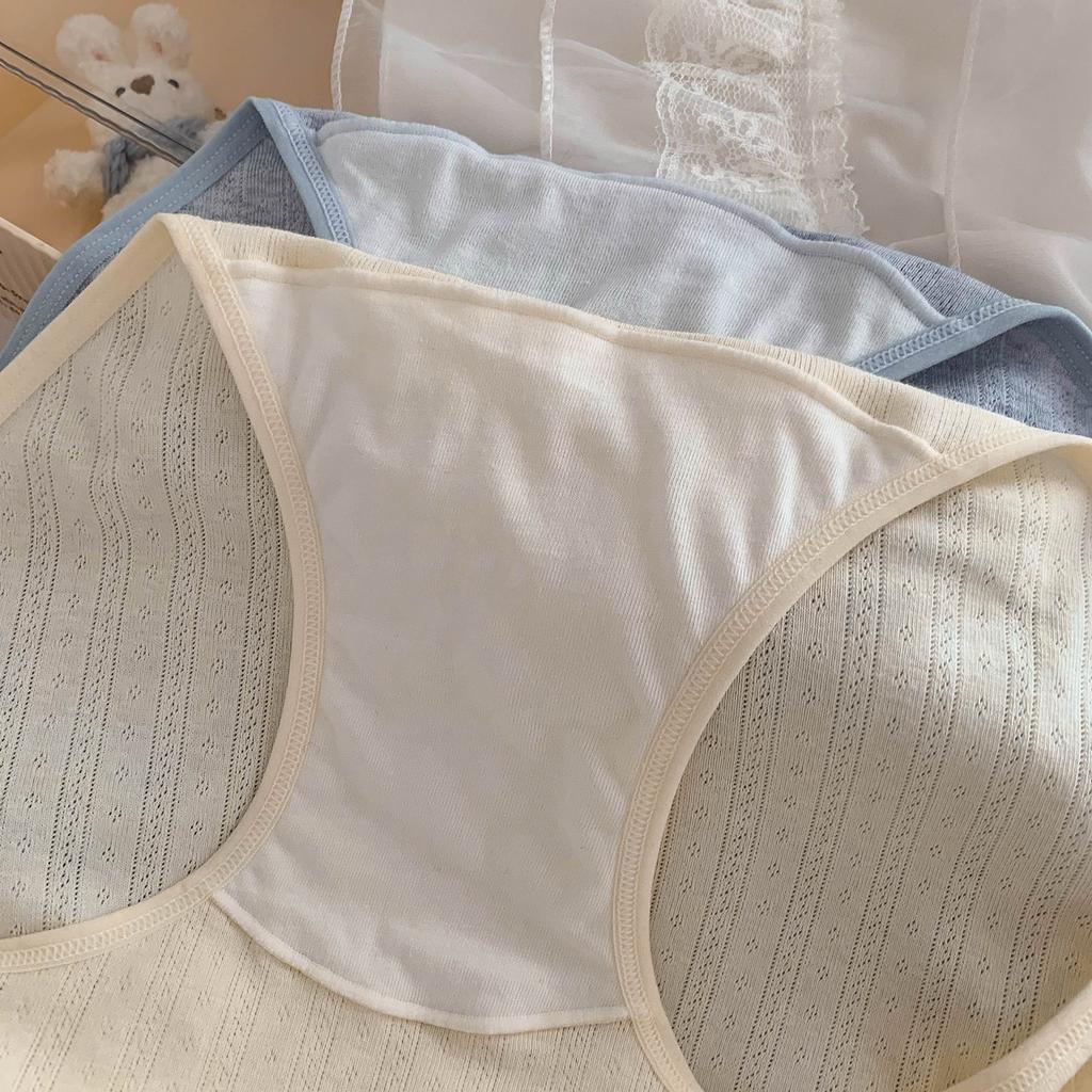 Girl Spring and Autumn Lace Bow Pure Cotton Breathable Skin Friendly Middle Waist Triangle Briefs