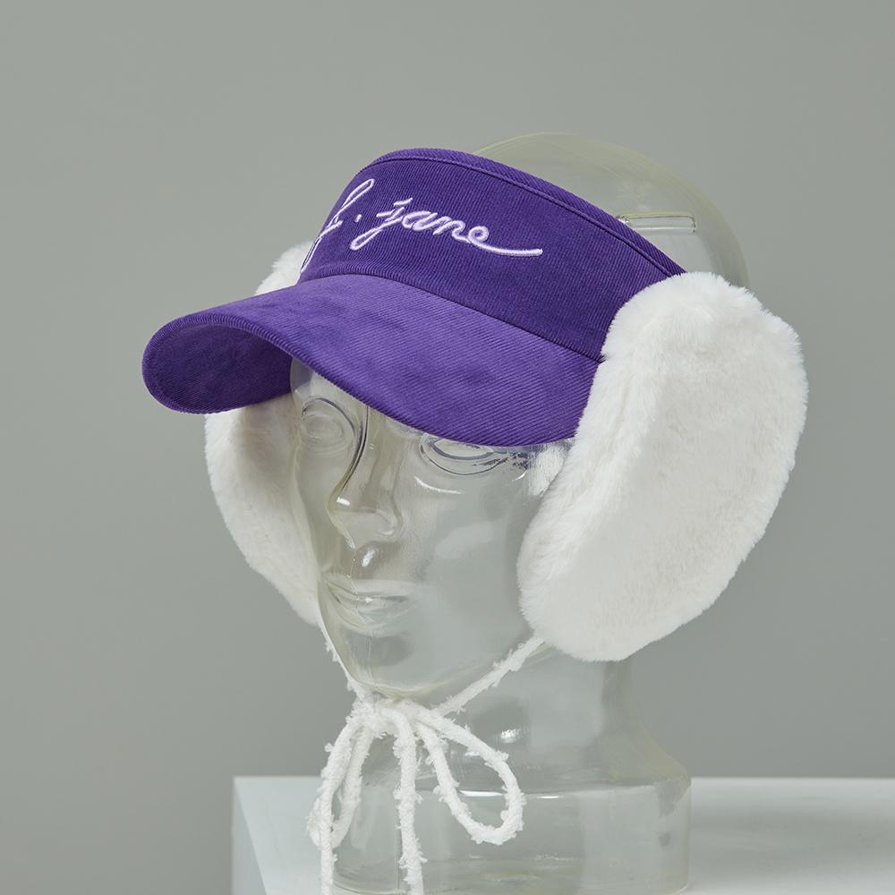 J.JANE Two-Way Fur Earflap Sun Cap (Purple)