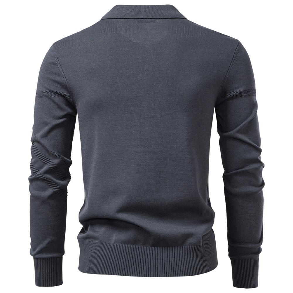 Men's Knitted Polo Shirts Long Sleeve Ribbed Textured Polo Shirt Collared Casual Golf Shirts for Men Polo Sweater Button Down Golf Pullover Sweaters